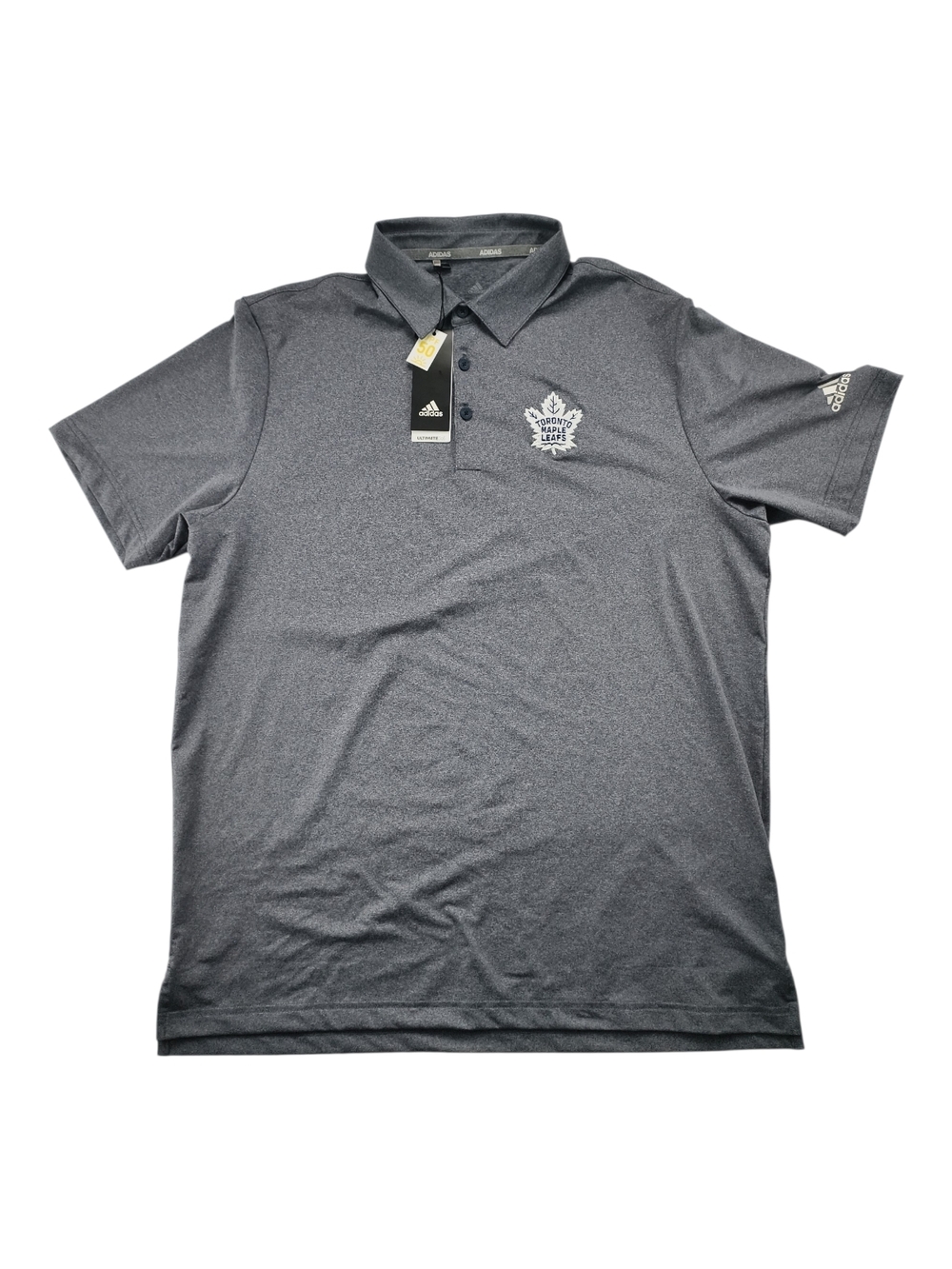 NWT Adidas Men L Maple Leafs Polo Heather Slate Blue Golf Shirt Causal Tee